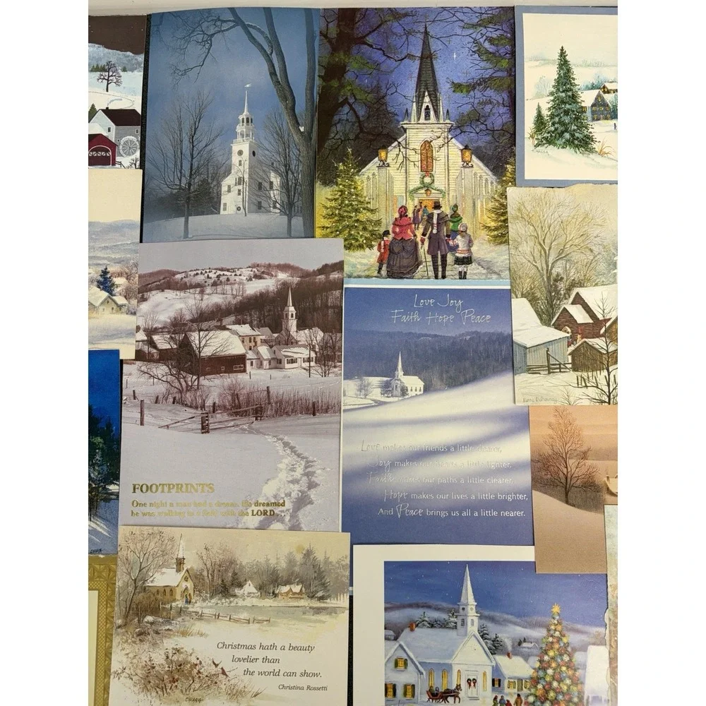 Vintage Christmas Cards Fronts ONLY Churches Cathedrals Scrapbooking Crafts 50+